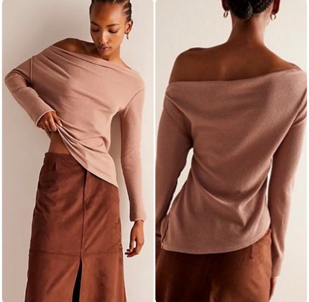 We The Free Top Size Extra Small NWT El Sol Waffle Knit Layering Winter Bloom